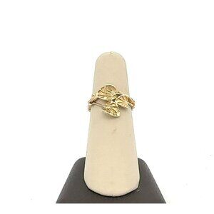 Designer Sterling Silver w/ Gold Plate Leaf Design Size 7 Ring! 122